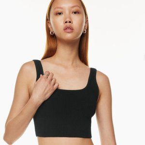 Aritzia | Babaton Sculpt Knit Squareneck Cropped Ribbed Tank Top in Black
